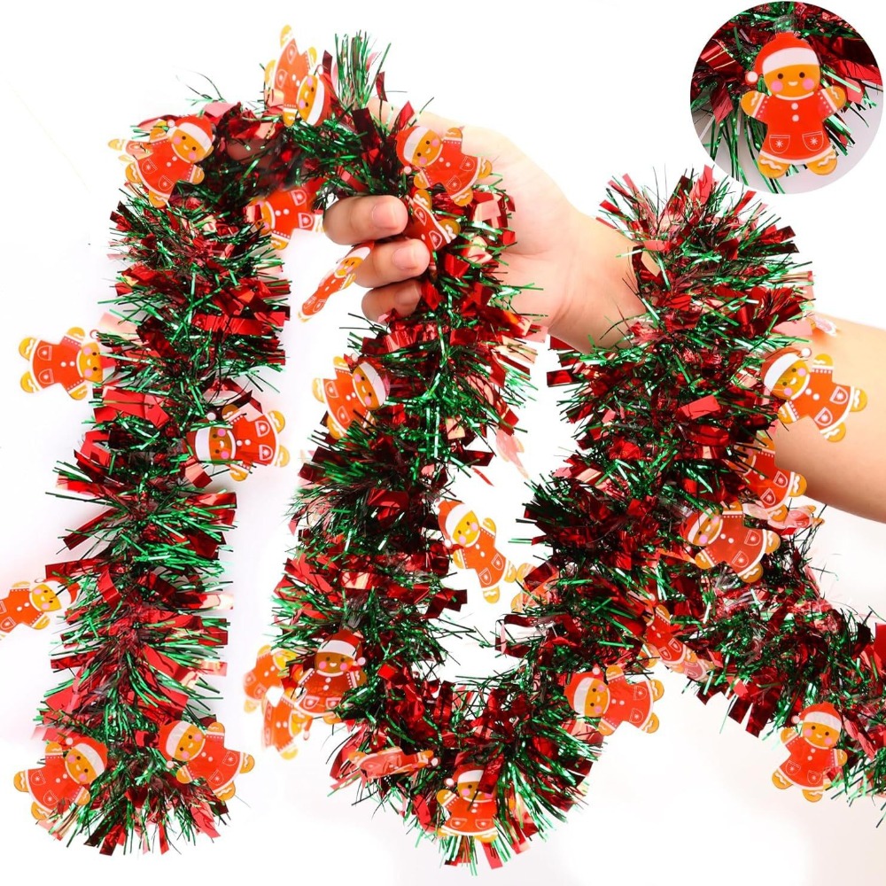 Tinsel Garland Decoration - Noel Süsleme Çelenkleri Kırmızı Yeşil Folyo