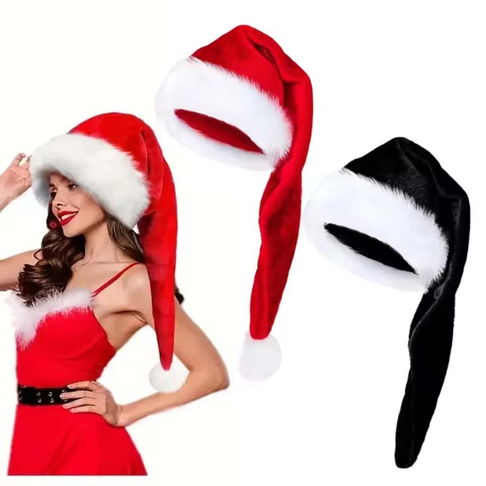 Santa Hat Plush - Uzun Peluş Noel Şapkası Kadife Rahat