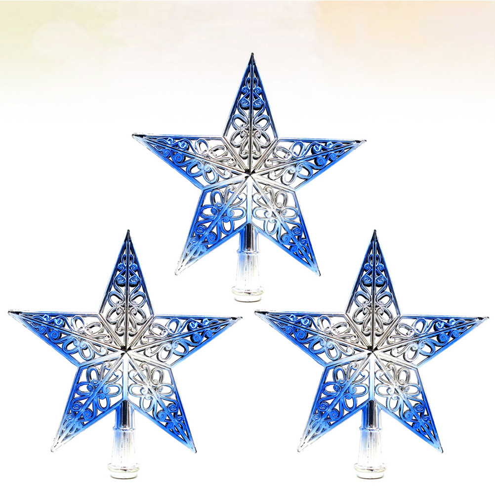 Star Tree Topper - 3 Adet 20Cm Oyuk Yıldız Noel