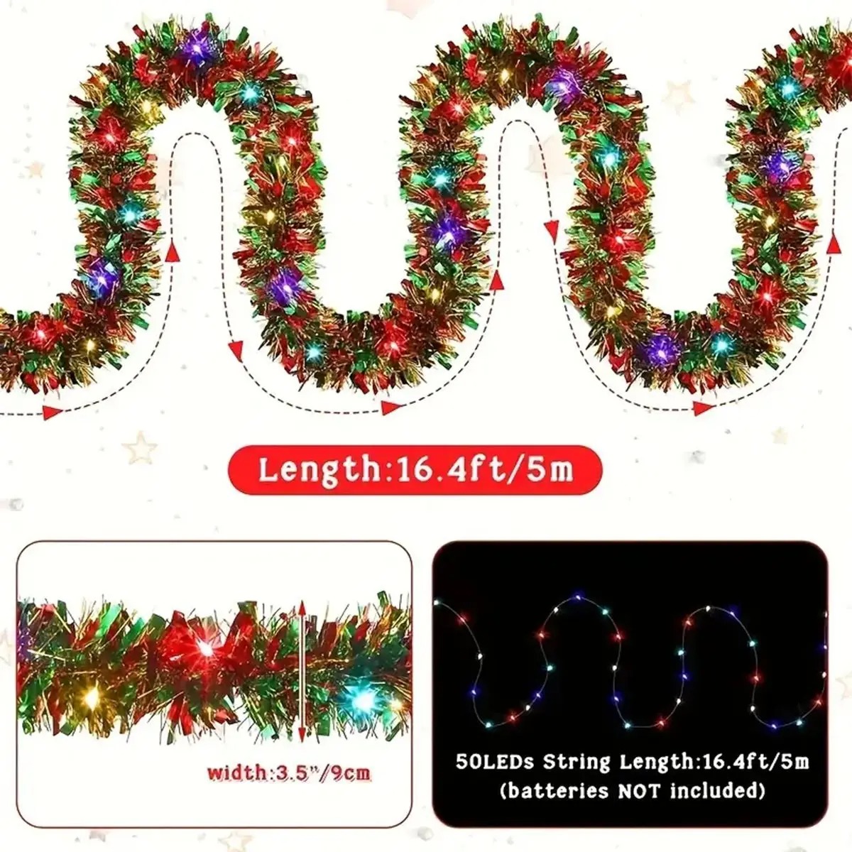 LED Işıklı Parlak Metalik Çele - Tinsel Garland Decoration incelemesi ve fiyatı