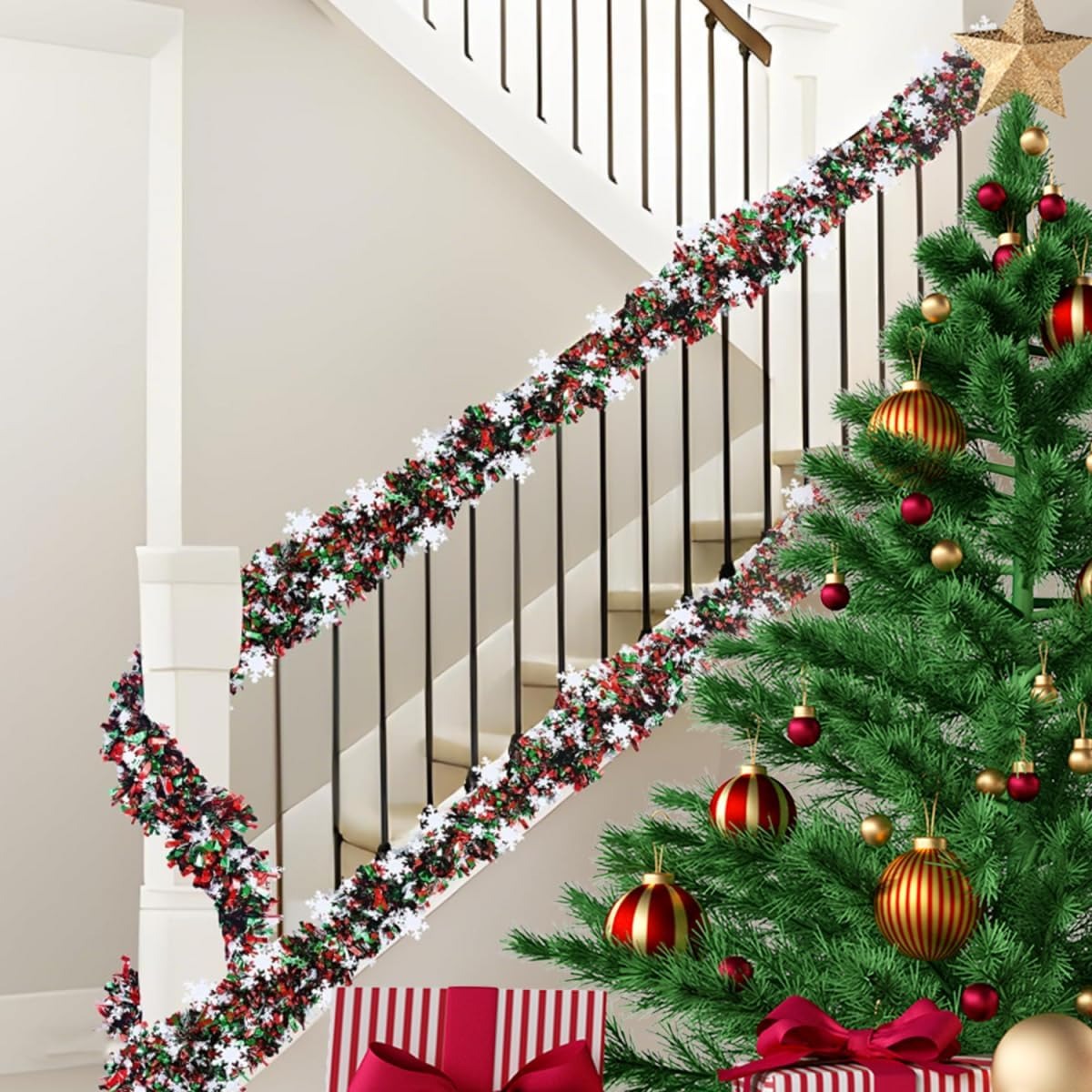 6.56 Feet Yeşil Kırmızı Noel M - Tinsel Garland Decoration incelemesi ve fiyatı